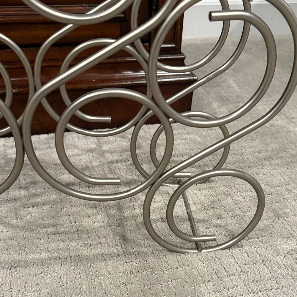 Crate&Barrel Elegant Satin Nickel Metal Wine Rack